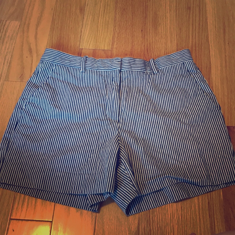Navy blue & white striped “Tailored Short” by GAP
